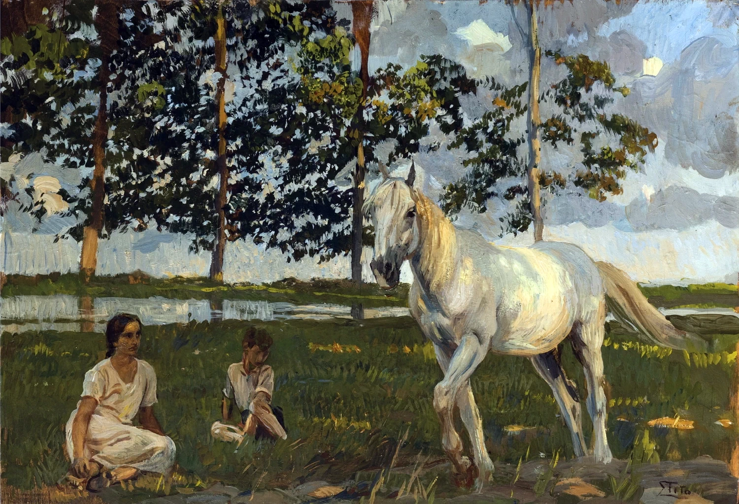 85-Ettore Tito-Il cavallo bianco  